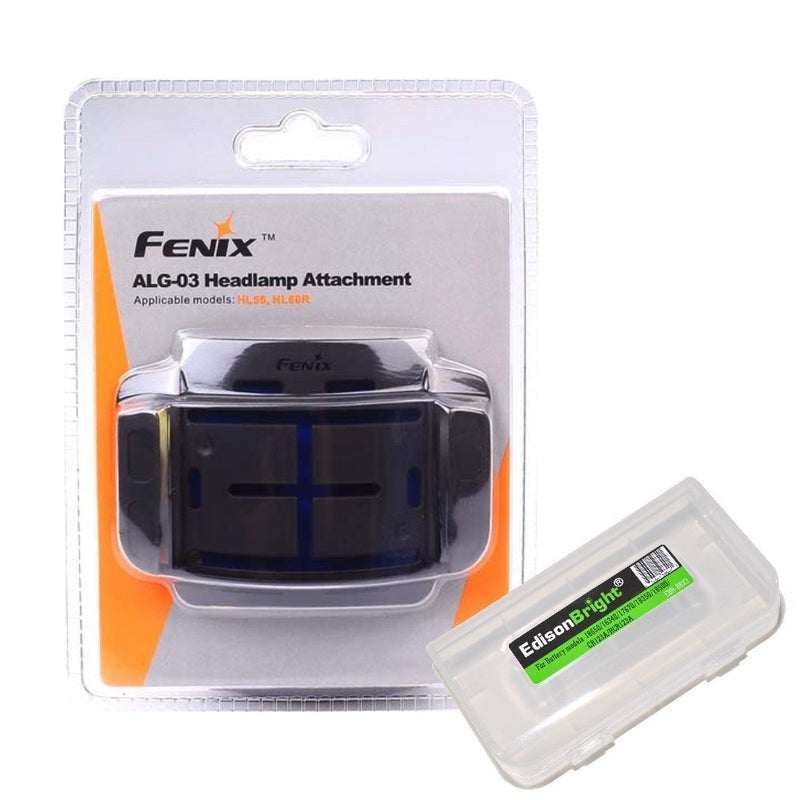 EdisonBright Fenix ALG-03 headlamp helmet mount with EdisonBright Battery Case for HL55 & HL60R - Image 1